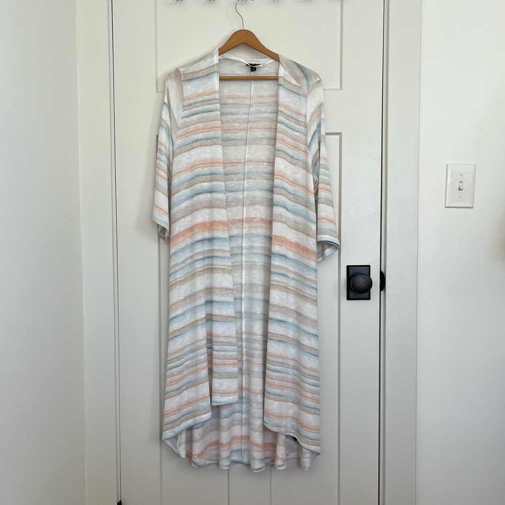 Torrid Multi-Stripe Hacci Hi-Lo Duster Length Str… - image 3